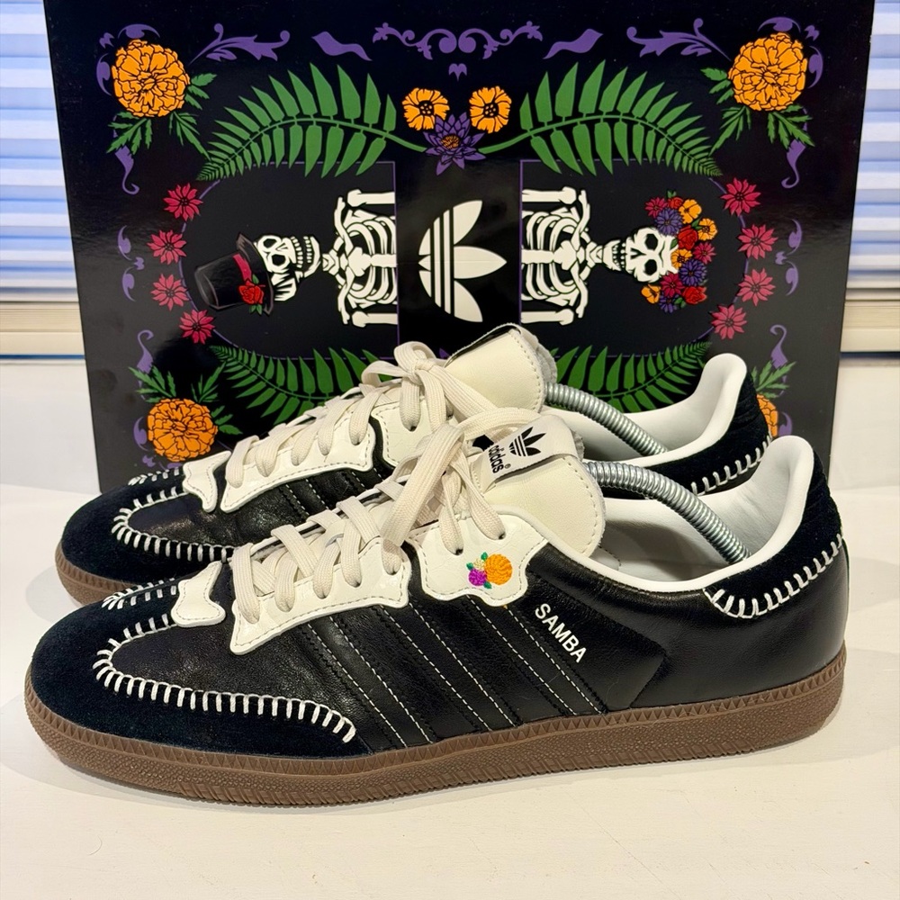 Adidas Samba OG Dia de Muertos Pack Black and White Sneakers men’s size 11M - Picture 3 of 10